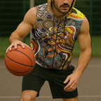 Perth Scorchers Sleeveless Zip Hoodie Indigenous Dot Art Superhero Batter Tribal Pattern
