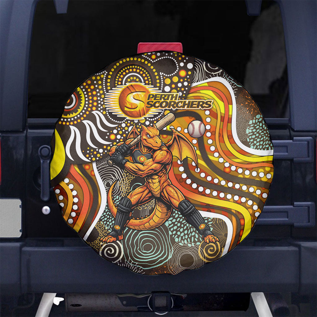 Perth Scorchers Spare Tire Cover Indigenous Dot Art Superhero Batter Tribal Pattern