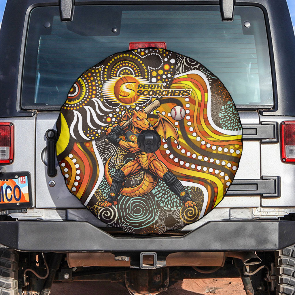 Perth Scorchers Spare Tire Cover Indigenous Dot Art Superhero Batter Tribal Pattern