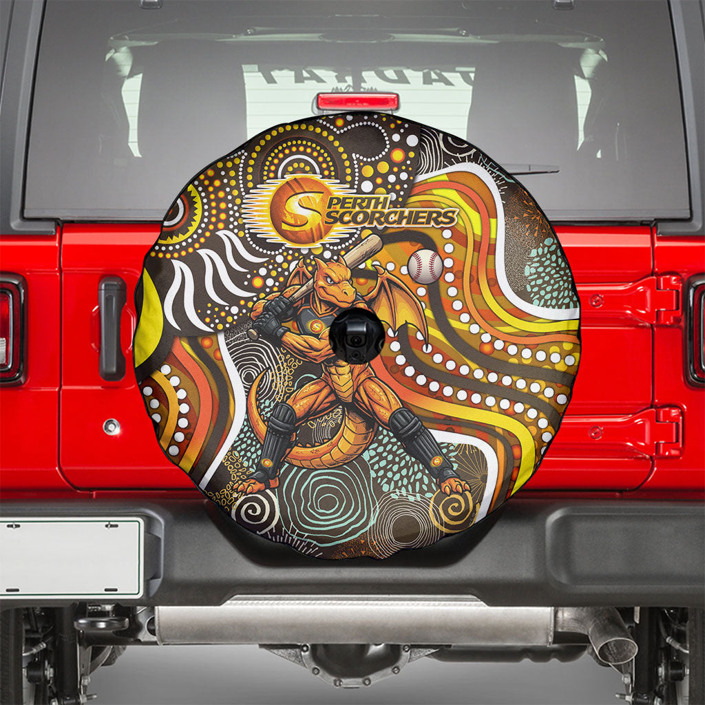 Perth Scorchers Spare Tire Cover Indigenous Dot Art Superhero Batter Tribal Pattern