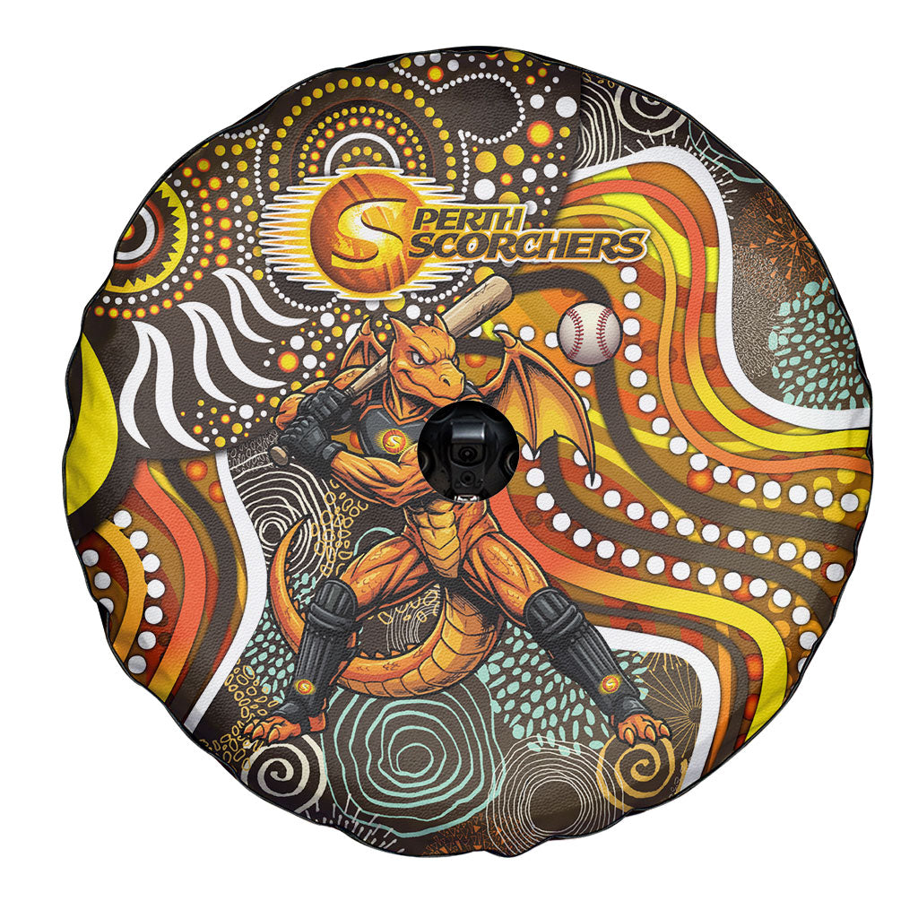 Perth Scorchers Spare Tire Cover Indigenous Dot Art Superhero Batter Tribal Pattern