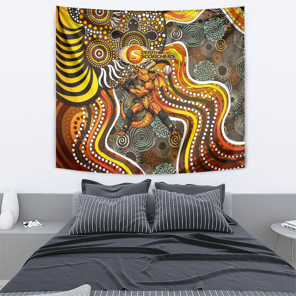 Perth Scorchers Tapestry Indigenous Dot Art Superhero Batter Tribal Pattern