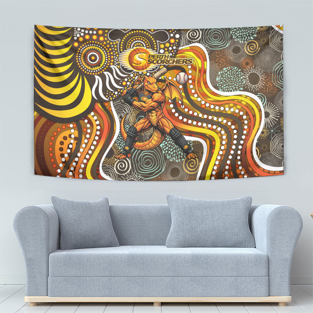 Perth Scorchers Tapestry Indigenous Dot Art Superhero Batter Tribal Pattern