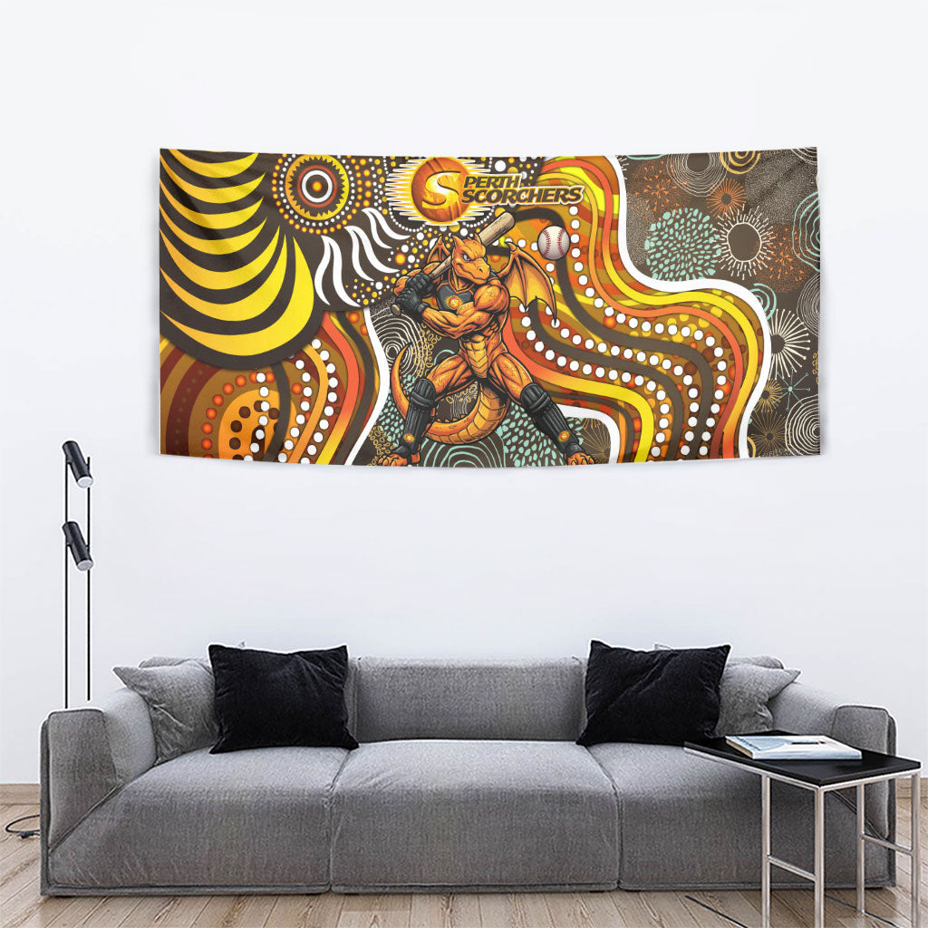 Perth Scorchers Tapestry Indigenous Dot Art Superhero Batter Tribal Pattern