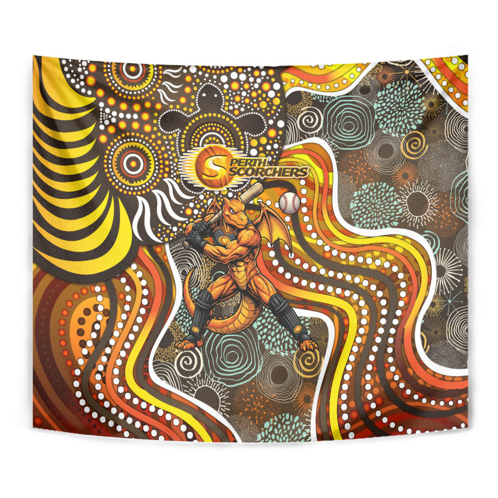 Perth Scorchers Tapestry Indigenous Dot Art Superhero Batter Tribal Pattern