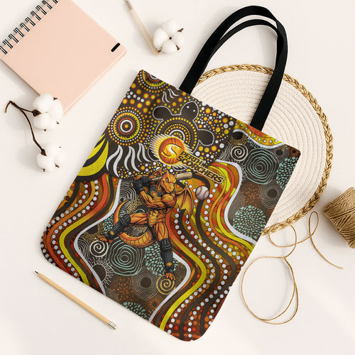 Perth Scorchers Tote Bag Indigenous Dot Art Superhero Batter Tribal Pattern