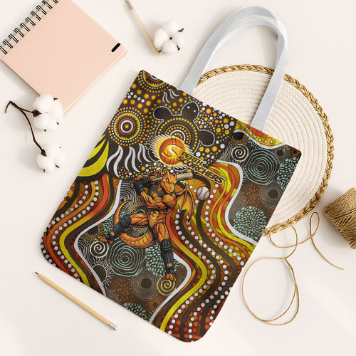 Perth Scorchers Tote Bag Indigenous Dot Art Superhero Batter Tribal Pattern