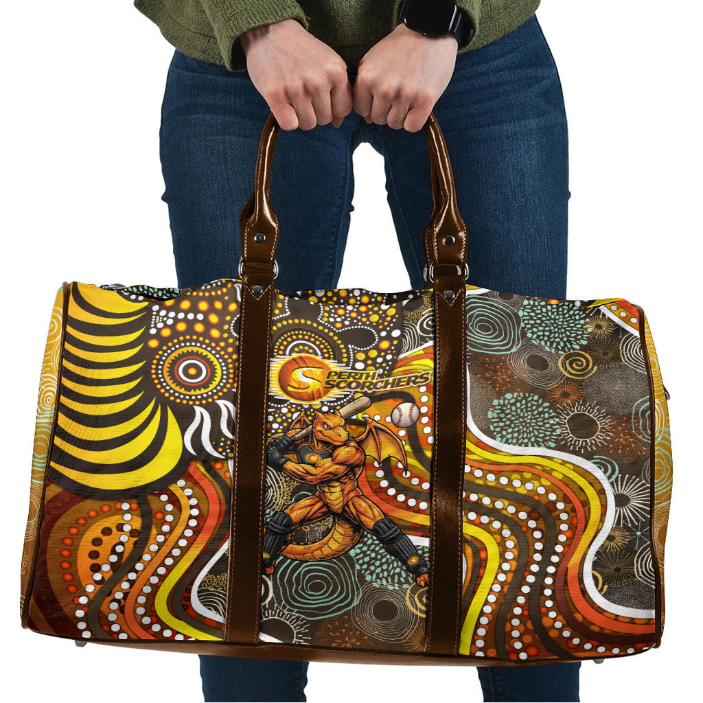 Perth Scorchers Travel Bag Indigenous Dot Art Superhero Batter Tribal Pattern