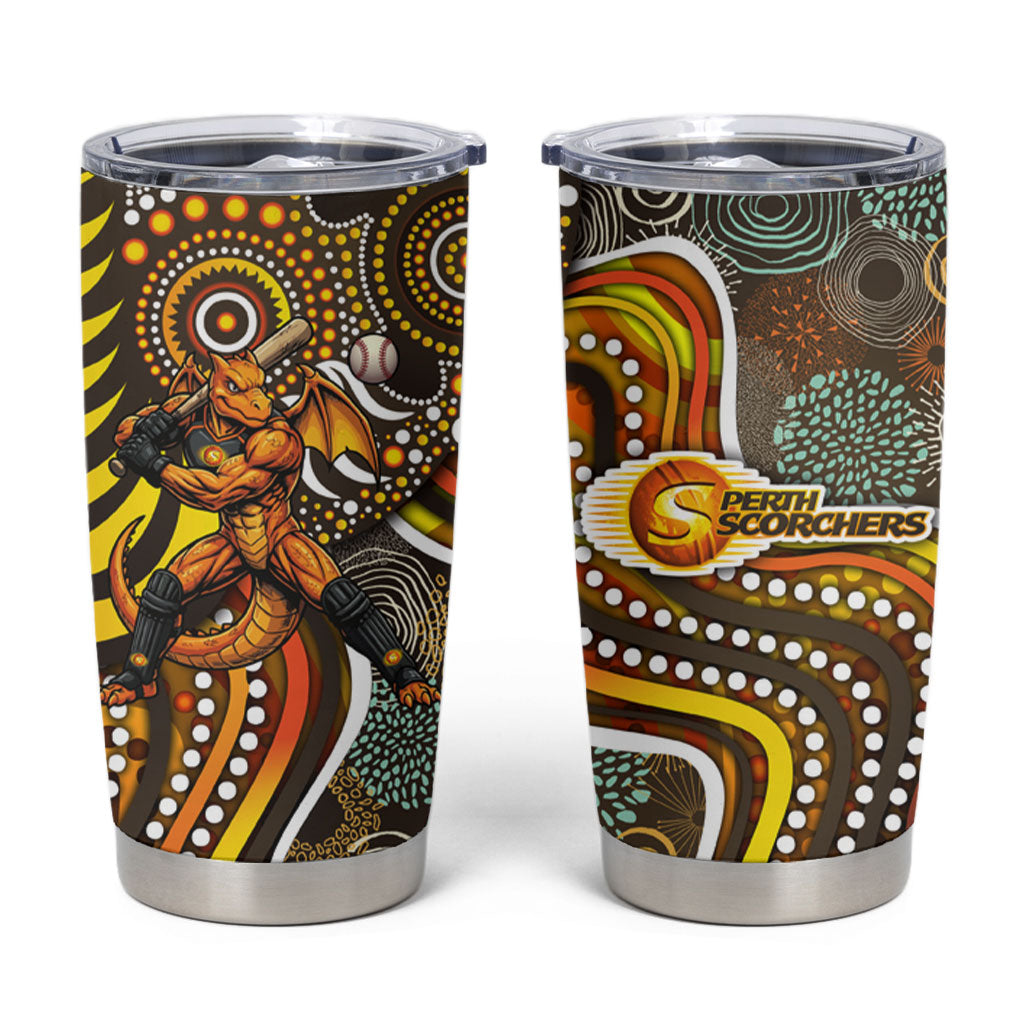 Perth Scorchers Tumbler Cup Indigenous Dot Art Superhero Batter Tribal Pattern