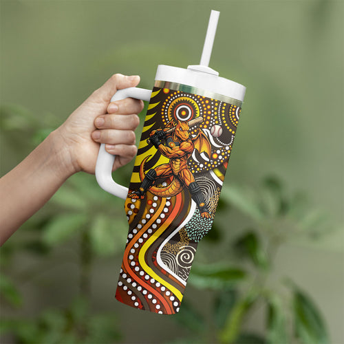 Perth Scorchers Tumbler With Handle Indigenous Dot Art Superhero Batter Tribal Pattern
