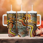 Perth Scorchers Tumbler With Handle Indigenous Dot Art Superhero Batter Tribal Pattern
