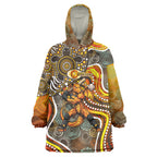 Perth Scorchers Wearable Blanket Hoodie Indigenous Dot Art Superhero Batter Tribal Pattern