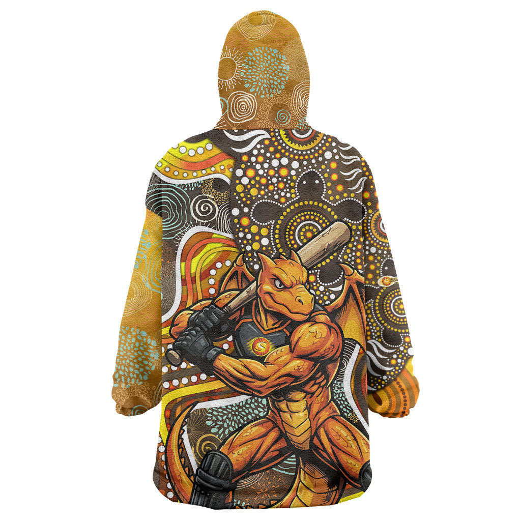 Perth Scorchers Wearable Blanket Hoodie Indigenous Dot Art Superhero Batter Tribal Pattern