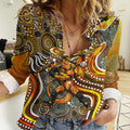 Perth Scorchers Women Casual Shirt Indigenous Dot Art Superhero Batter Tribal Pattern