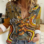 Perth Scorchers Women Casual Shirt Indigenous Dot Art Superhero Batter Tribal Pattern