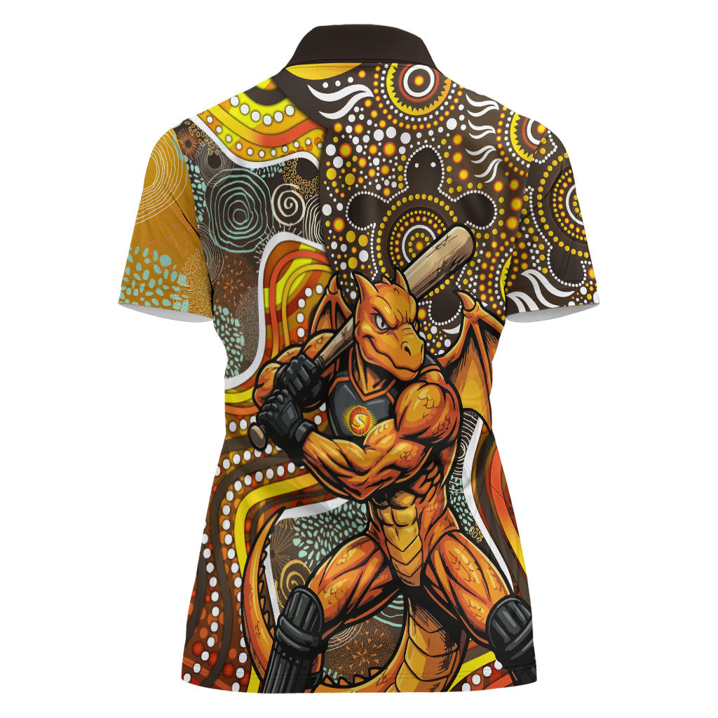 Perth Scorchers Women Polo Shirt Indigenous Dot Art Superhero Batter Tribal Pattern