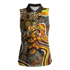 Perth Scorchers Women Sleeveless Polo Shirt Indigenous Dot Art Superhero Batter Tribal Pattern
