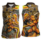 Perth Scorchers Women Sleeveless Polo Shirt Indigenous Dot Art Superhero Batter Tribal Pattern