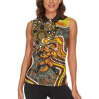 Perth Scorchers Women Sleeveless Polo Shirt Indigenous Dot Art Superhero Batter Tribal Pattern
