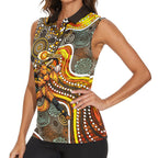 Perth Scorchers Women Sleeveless Polo Shirt Indigenous Dot Art Superhero Batter Tribal Pattern