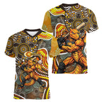 Perth Scorchers Women V-Neck T-Shirt Indigenous Dot Art Superhero Batter Tribal Pattern