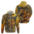 Perth Scorchers Zip Hoodie Indigenous Dot Art Superhero Batter Tribal Pattern