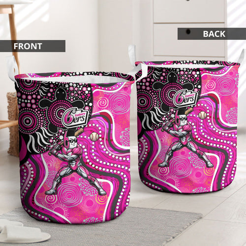 Sydney Sixers Laundry Basket Indigenous Dot Art Superhero Batter Tribal Pattern