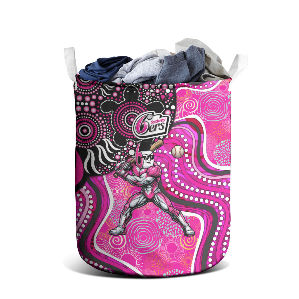 Sydney Sixers Laundry Basket Indigenous Dot Art Superhero Batter Tribal Pattern