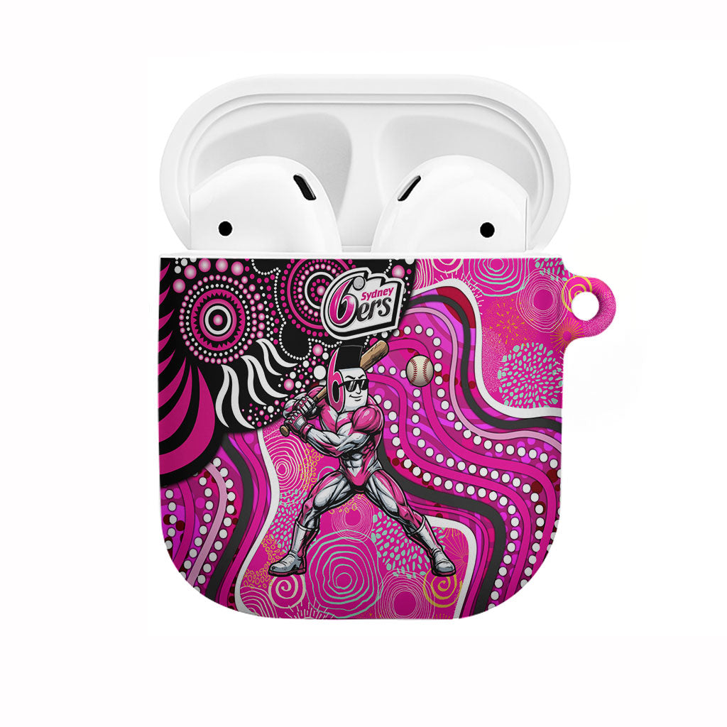 Sydney Sixers AirPods Case Indigenous Dot Art Superhero Batter Tribal Pattern