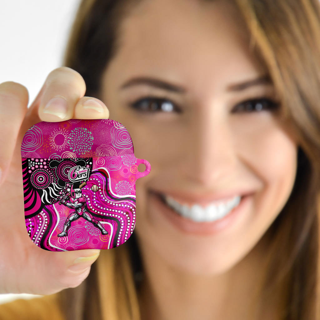 Sydney Sixers AirPods Case Indigenous Dot Art Superhero Batter Tribal Pattern