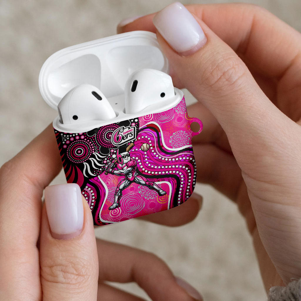 Sydney Sixers AirPods Case Indigenous Dot Art Superhero Batter Tribal Pattern