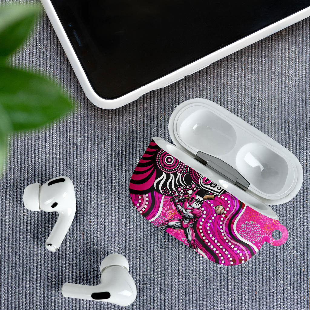 Sydney Sixers AirPods Case Indigenous Dot Art Superhero Batter Tribal Pattern