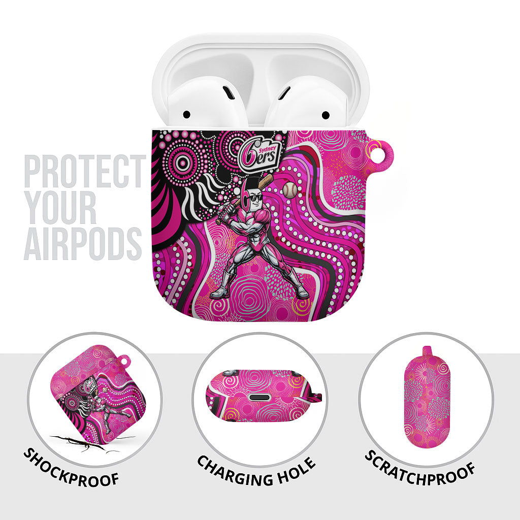 Sydney Sixers AirPods Case Indigenous Dot Art Superhero Batter Tribal Pattern