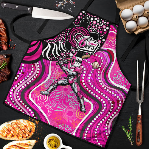Sydney Sixers Apron Indigenous Dot Art Superhero Batter Tribal Pattern