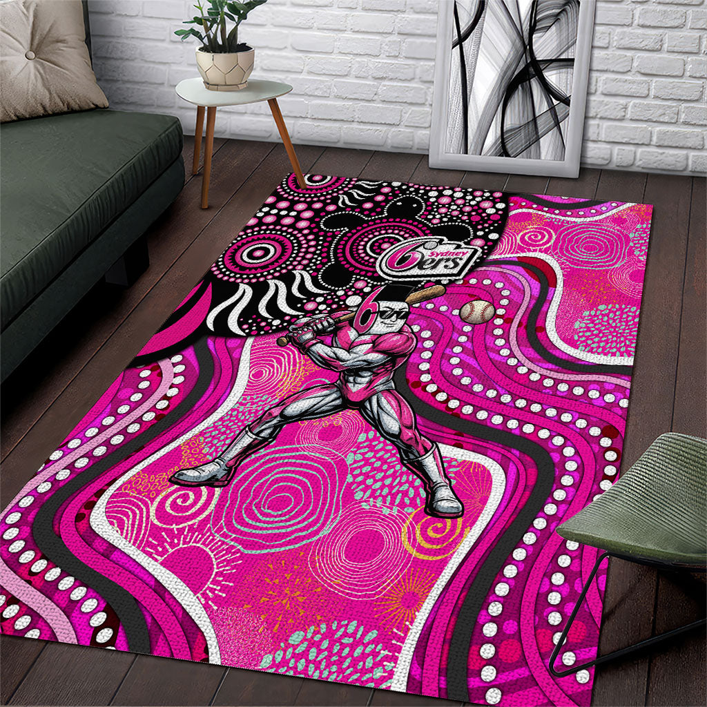 Sydney Sixers Area Rug Indigenous Dot Art Superhero Batter Tribal Pattern