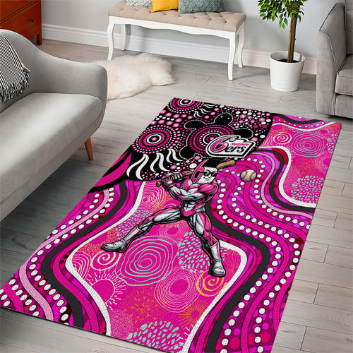 Sydney Sixers Area Rug Indigenous Dot Art Superhero Batter Tribal Pattern