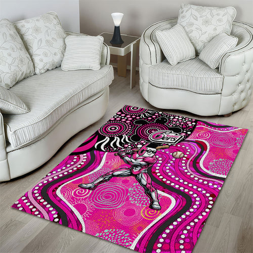Sydney Sixers Area Rug Indigenous Dot Art Superhero Batter Tribal Pattern