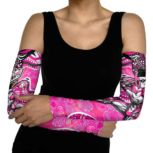 Sydney Sixers Arm Sleeves Indigenous Dot Art Superhero Batter Tribal Pattern