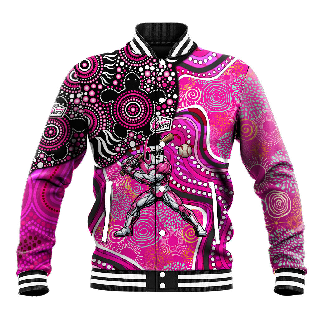 Sydney Sixers Baseball Jacket Indigenous Dot Art Superhero Batter Tribal Pattern