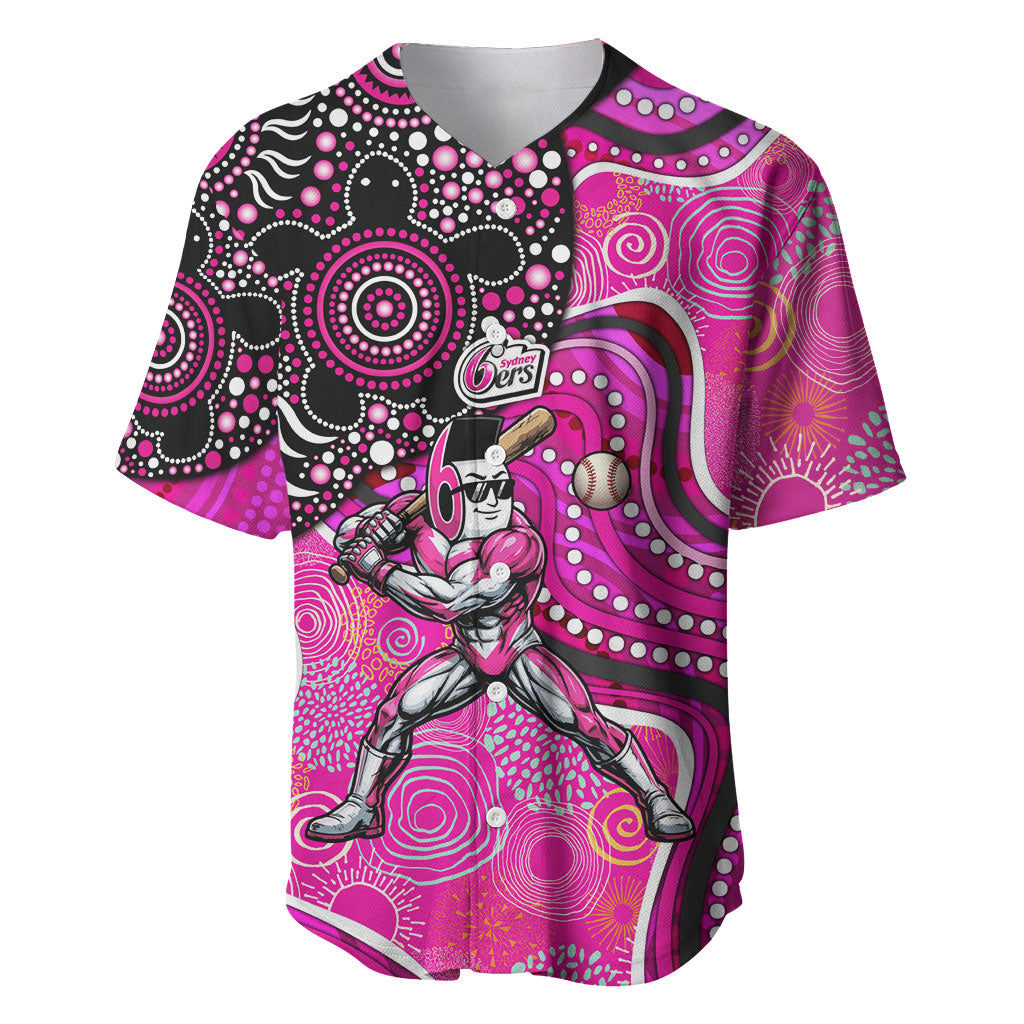 Sydney Sixers Baseball Jersey Indigenous Dot Art Superhero Batter Tribal Pattern