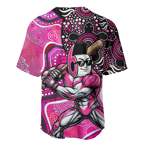 Sydney Sixers Baseball Jersey Indigenous Dot Art Superhero Batter Tribal Pattern