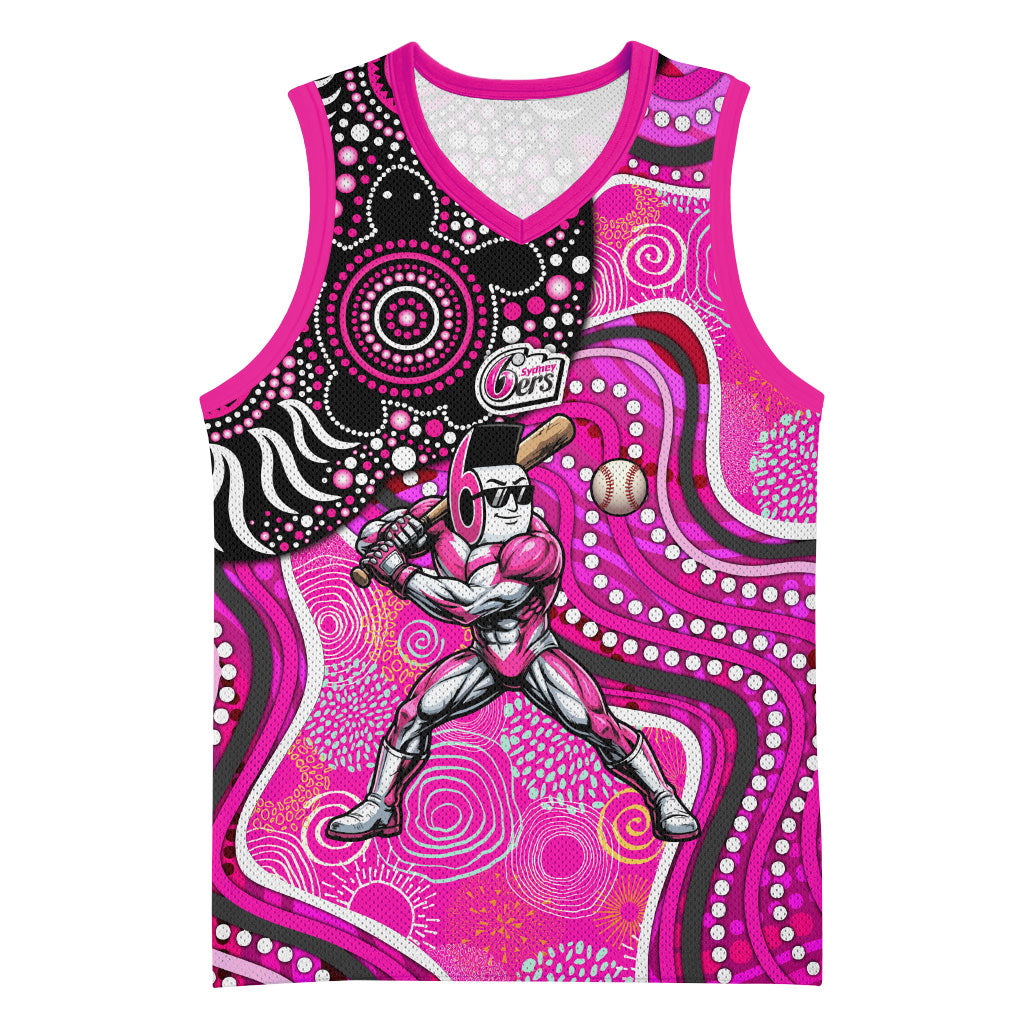 Sydney Sixers Basketball Jersey Indigenous Dot Art Superhero Batter Tribal Pattern