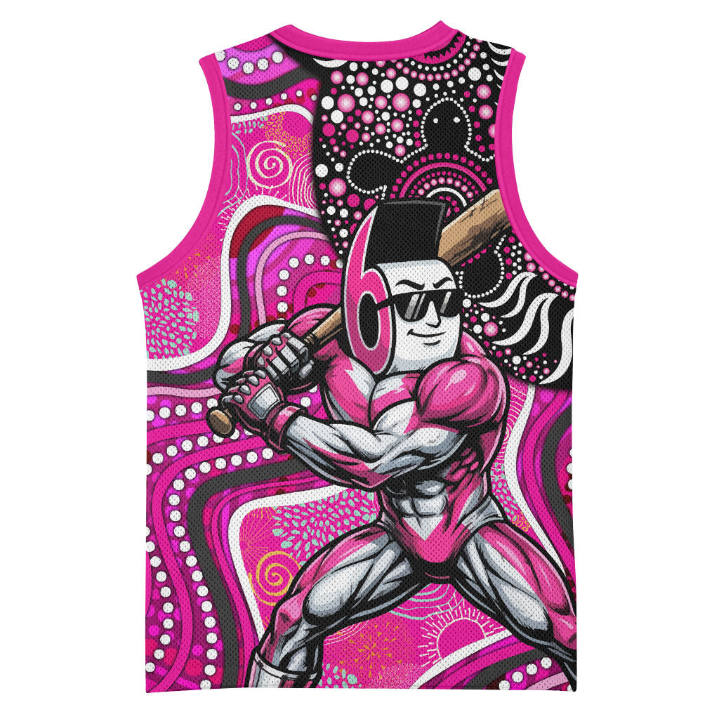 Sydney Sixers Basketball Jersey Indigenous Dot Art Superhero Batter Tribal Pattern