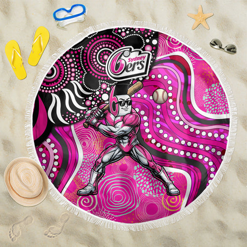 Sydney Sixers Beach Blanket Indigenous Dot Art Superhero Batter Tribal Pattern