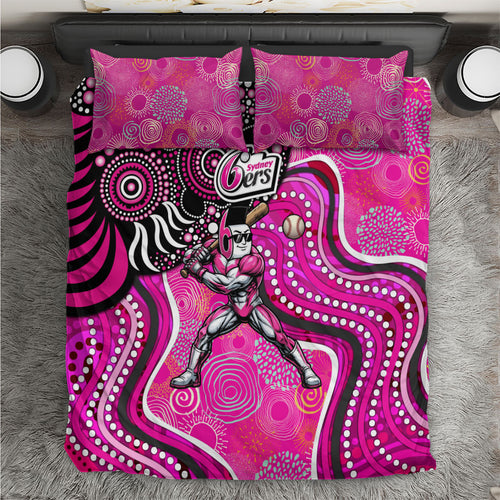 Sydney Sixers Bedding Set Indigenous Dot Art Superhero Batter Tribal Pattern