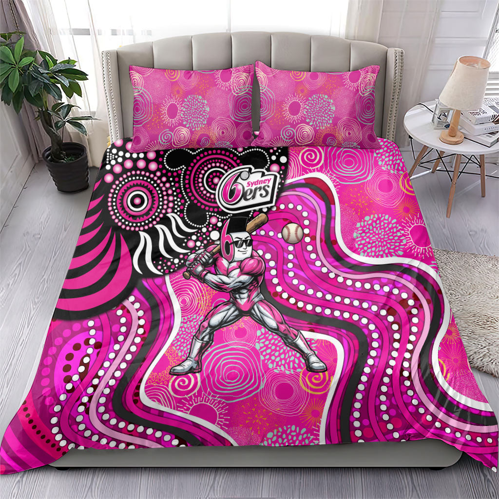 Sydney Sixers Bedding Set Indigenous Dot Art Superhero Batter Tribal Pattern