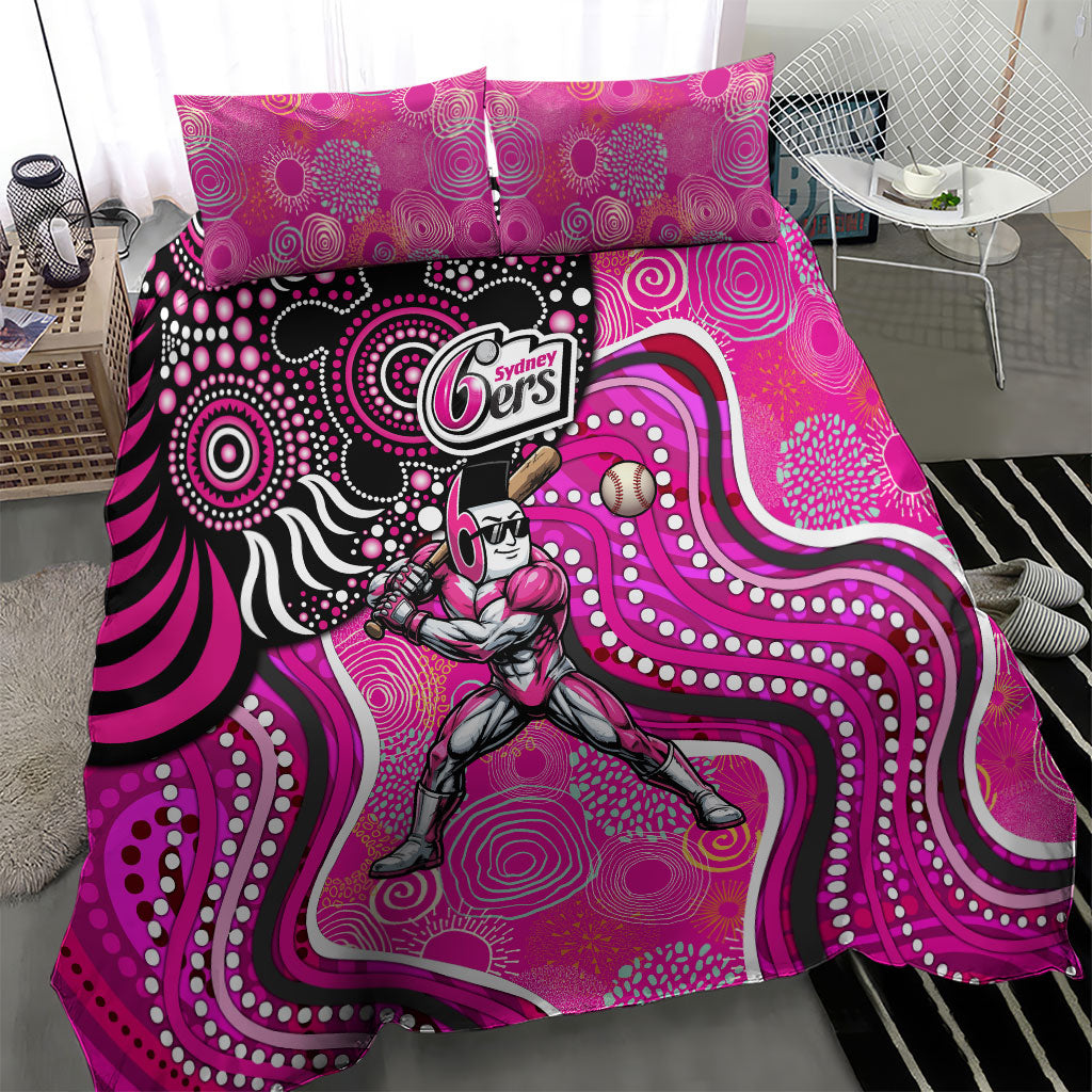 Sydney Sixers Bedding Set Indigenous Dot Art Superhero Batter Tribal Pattern