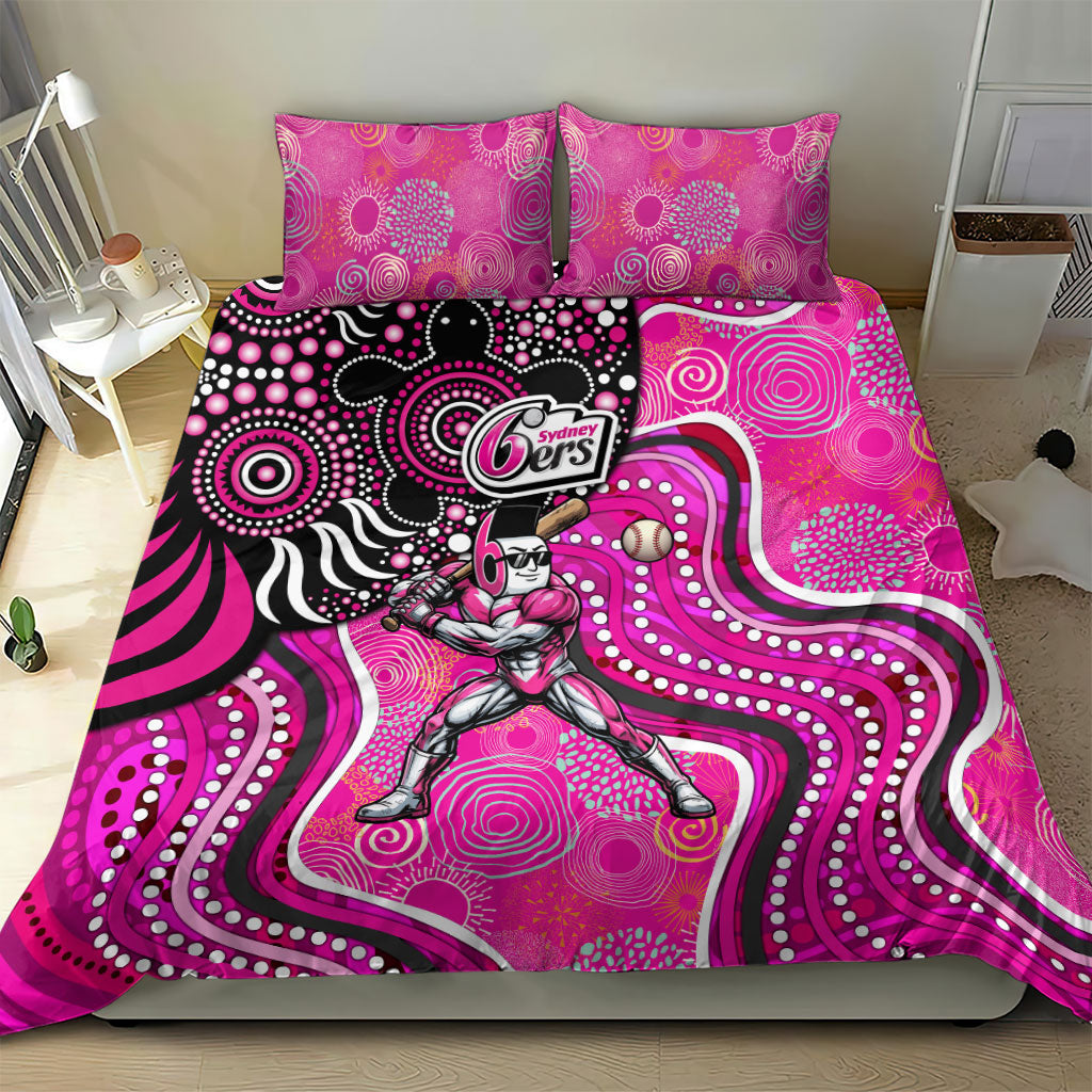 Sydney Sixers Bedding Set Indigenous Dot Art Superhero Batter Tribal Pattern