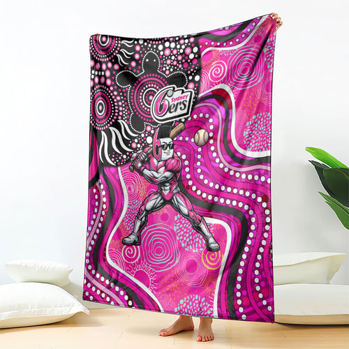 Sydney Sixers Blanket Indigenous Dot Art Superhero Batter Tribal Pattern