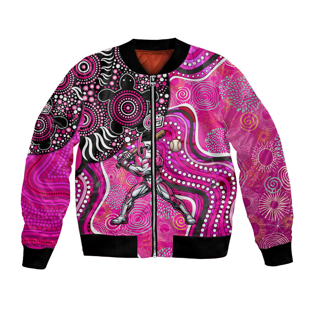 Sydney Sixers Bomber Jacket Indigenous Dot Art Superhero Batter Tribal Pattern